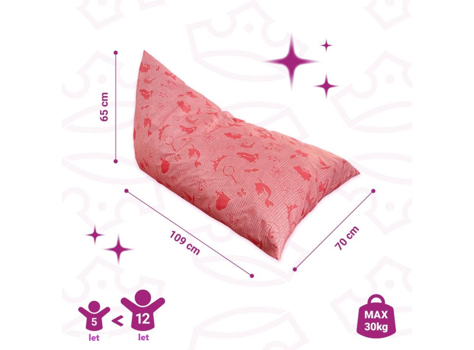 Sedací vak triangle Princezny - růžový