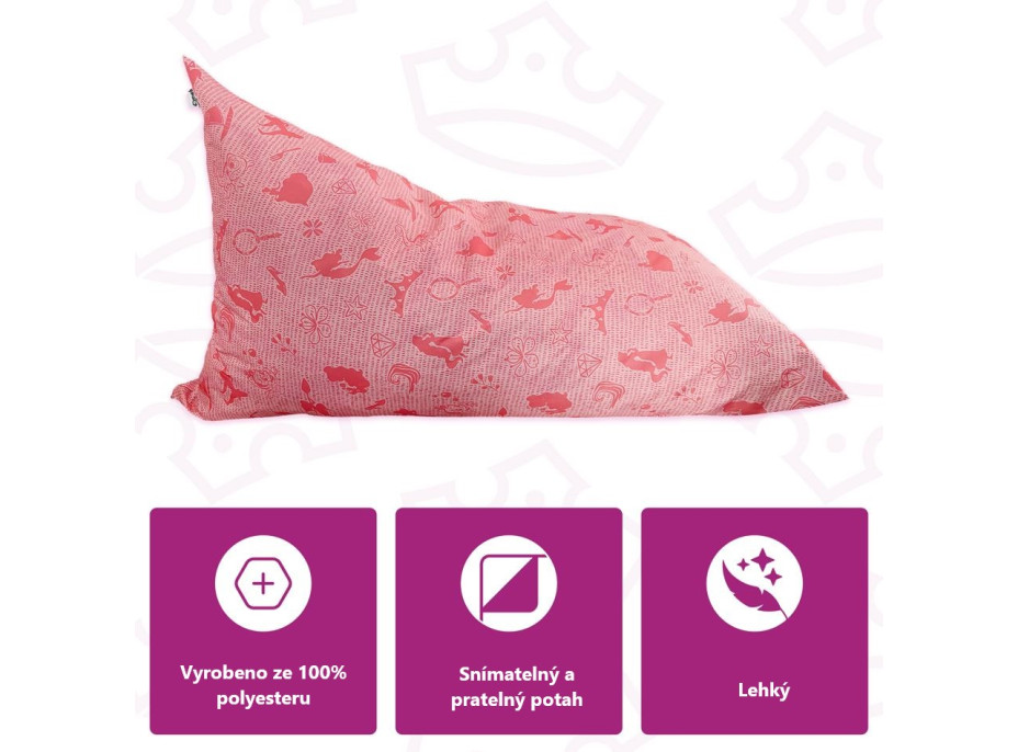 Sedací vak triangle Princezny - růžový