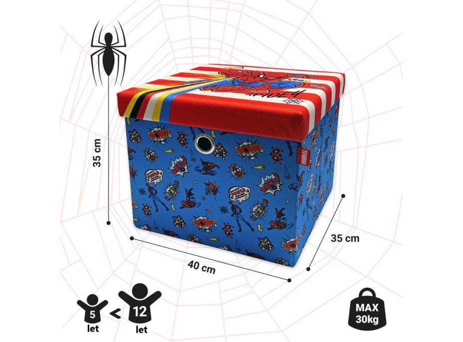 Taburet s úložným prostorem Spiderman - modrý