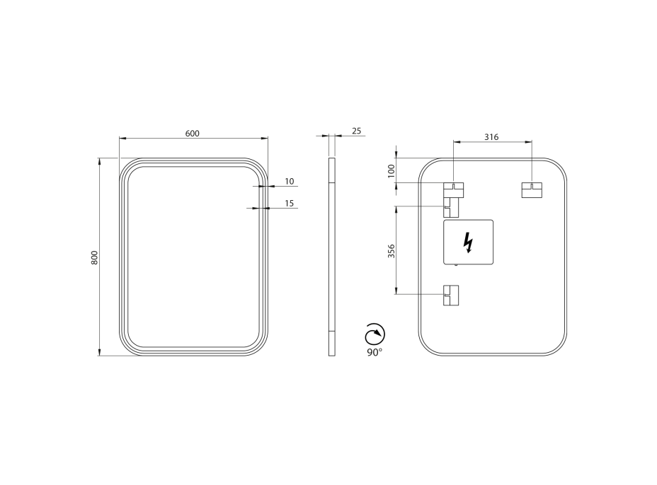 Sapho CETIS zrcadlo s LED osvětlením 60x80cm, černá mat CT080