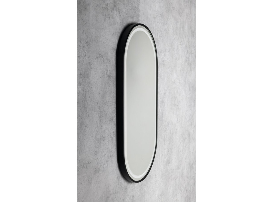 Sapho KAIRA oválné zrcadlo s LED osvětlením 45x90cm, černá mat KA450