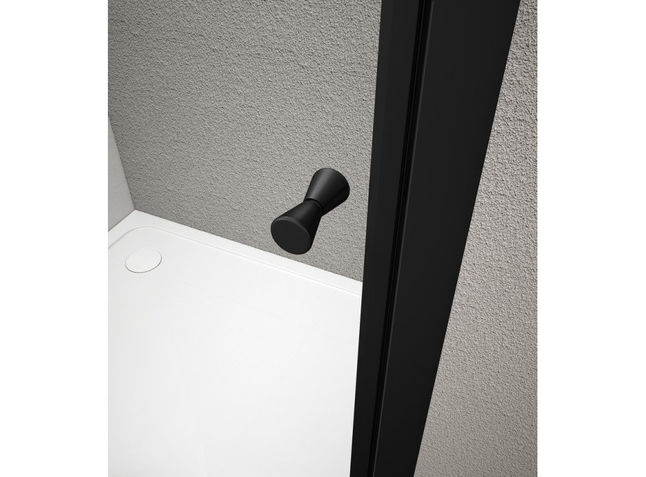 Aqualine ARLETA BLACK čtvrtkruhová sprchová zástěna 800x800mm, čiré sklo BLS800