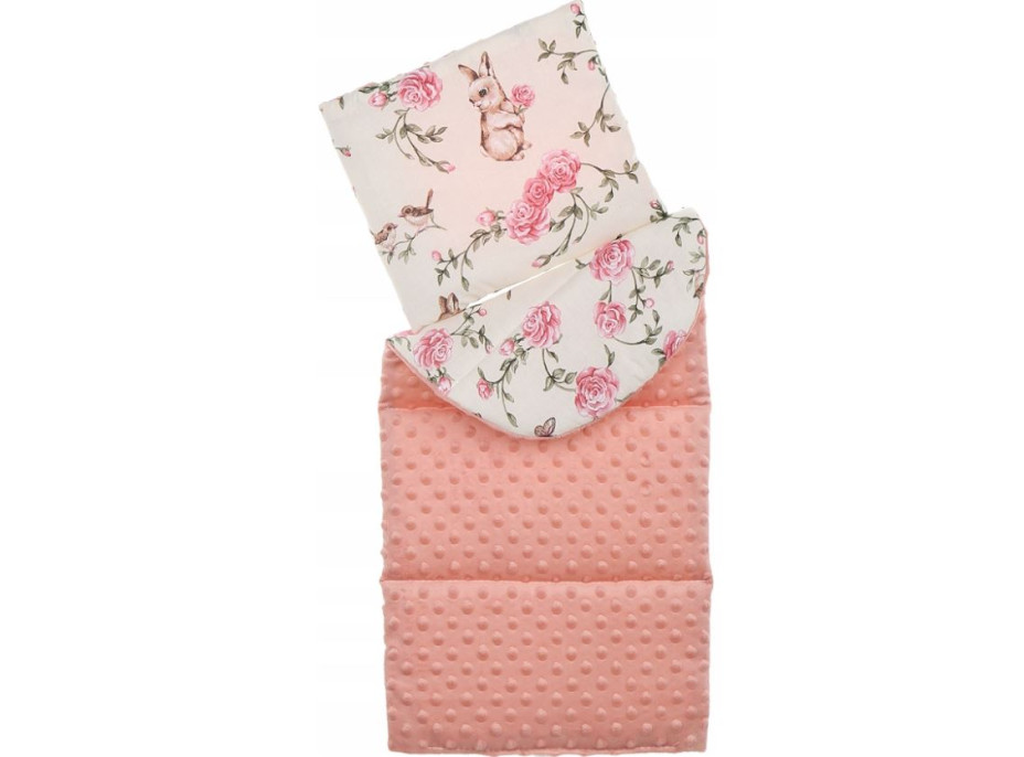 Oboustranné hnízdečko (kokon) pro miminko - BABYMAM PREMIUM set 7v1 - Tajemná zahrada s meruňkovou minky