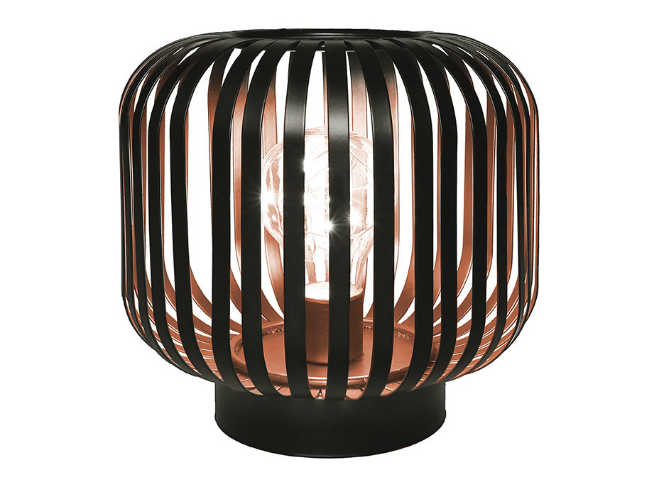 Solight kovová oválná lucerna se žárovkou s micro LED, teplá bílá, měděná, 3xAA, 18cm
