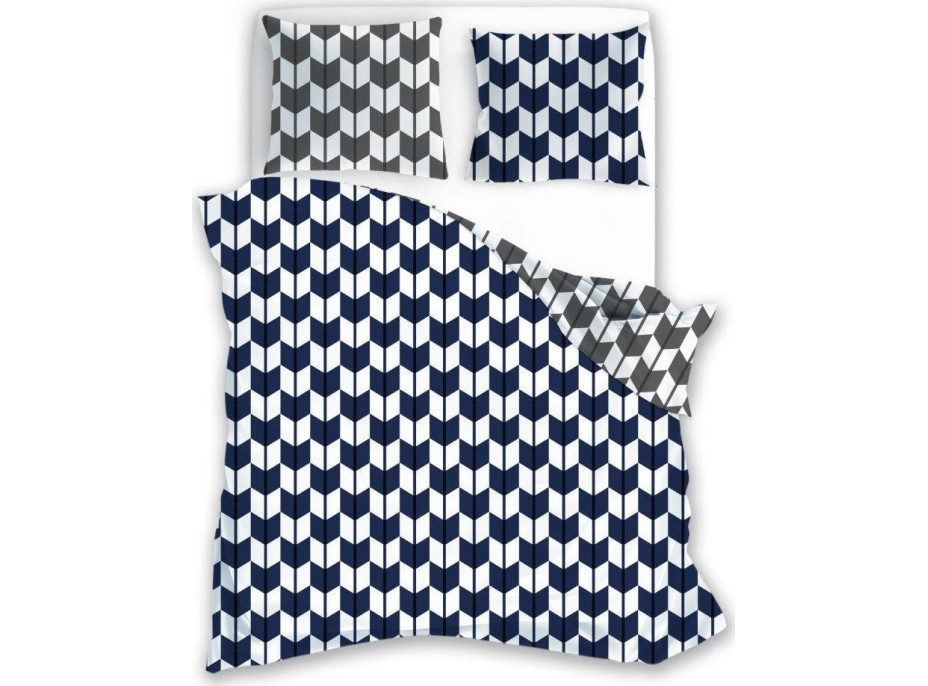 Bavlněné povlečení PURE COTTON tmavě modré/bílé - 220x200 cm