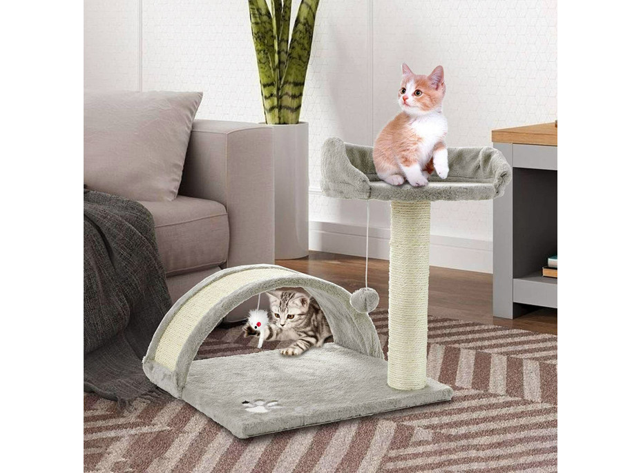 Škrabadlo pro kočky s platformou 45 cm - šedé
