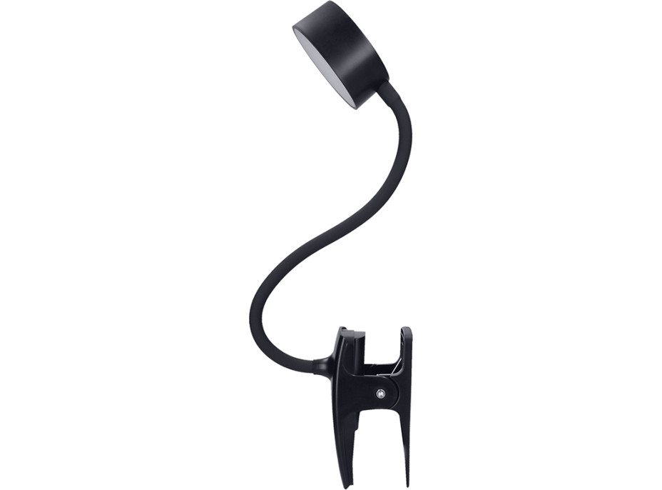 Solight LED stolní nabíjecí lampička, 2W, 210lm, 3CCT, černá, clip