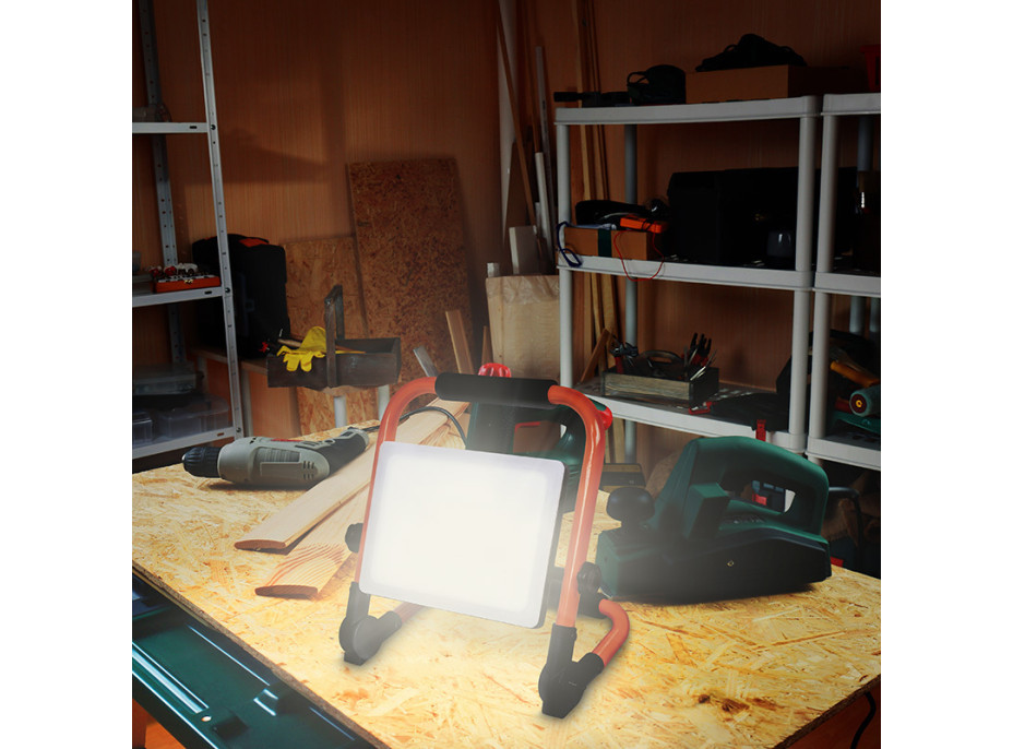 Solight LED reflektor se sklopným stojanem, 100W, 9000lm, 4000K, kabel se zástrčkou, IP65