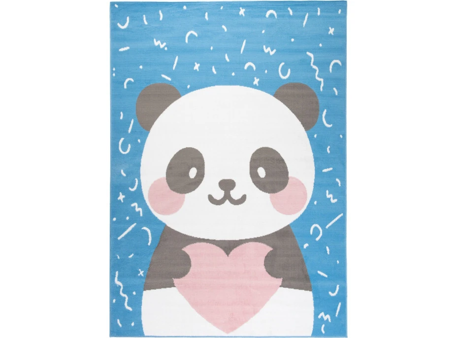 Dětský koberec JOLLY Blue - Panda se srdíčkem