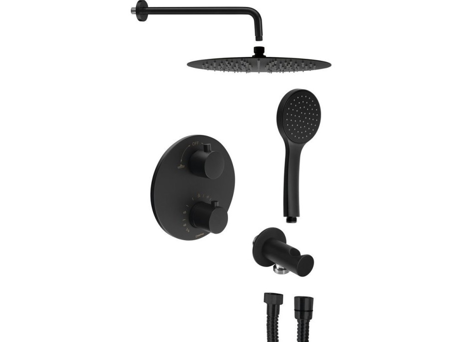 Sapho Podomítkový sprchový set s termostatickou baterií, box, 2 výstupy, černá mat RH399B-01