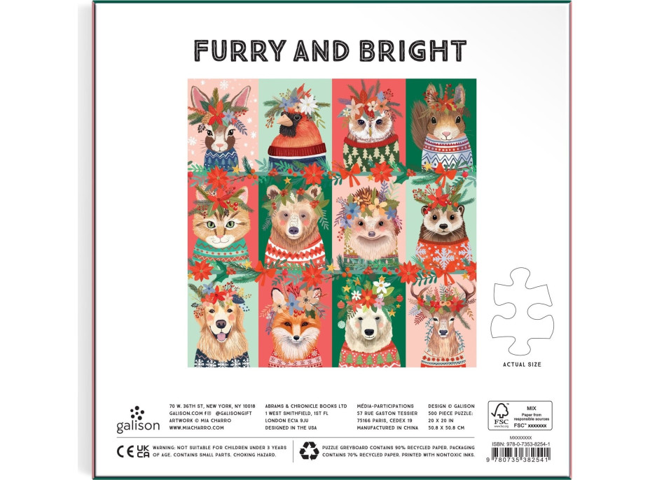 GALISON Čtvercové puzzle Furry And Bright 500 dílků