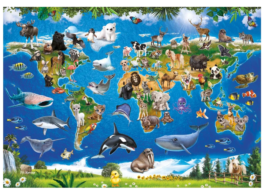 DINO Puzzle Mapa zvířat XL 100 dílků