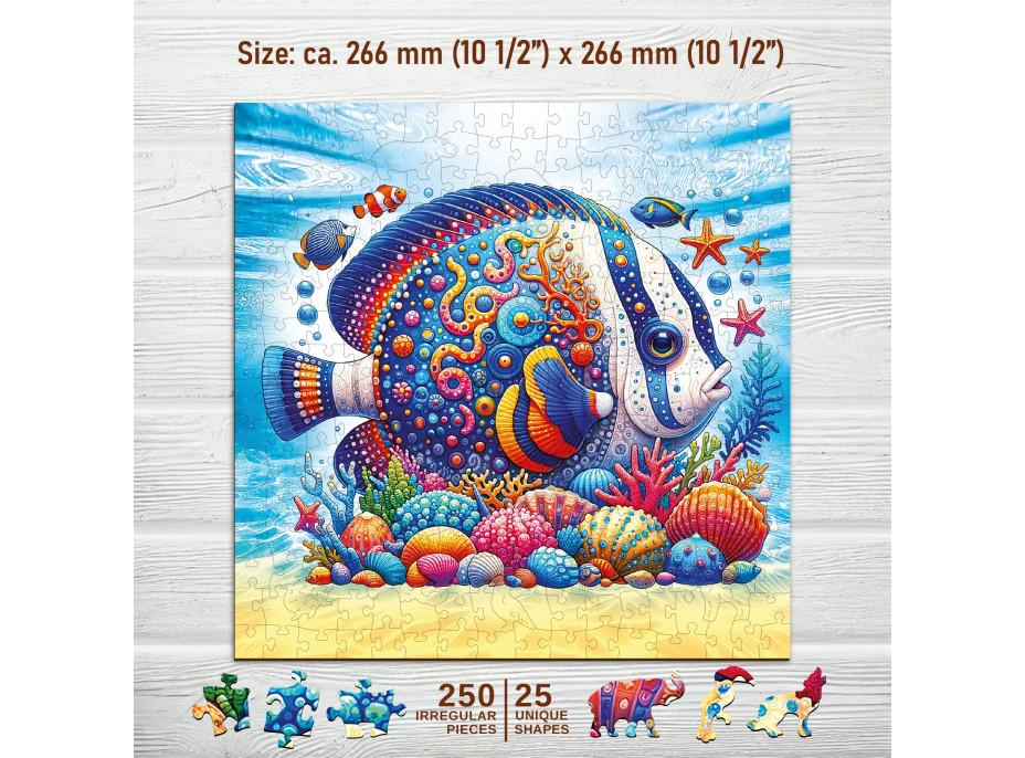 WOODEN CITY Dřevěné puzzle Exotická ryba 250 dílků
