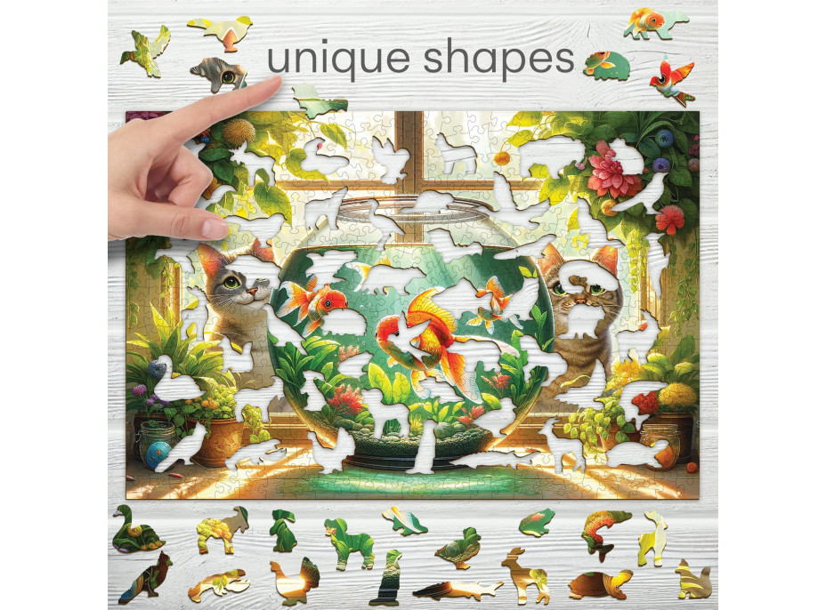 WOODEN CITY Dřevěné puzzle Kočky a rybičky 505 dílků