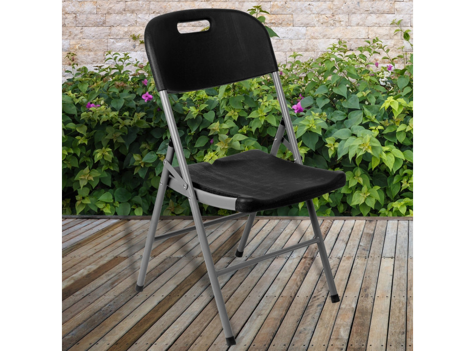 Sestava cateringového nábytku FETA BLACK (stůl 180 cm + 6 židlí) - černá