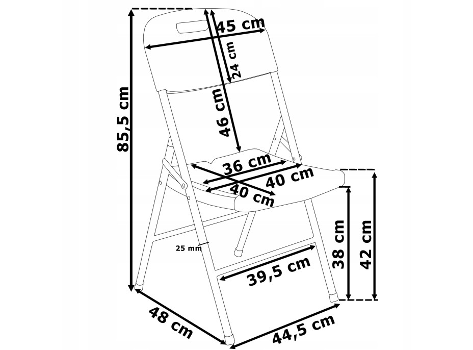 Sestava cateringového nábytku FETA BLACK (stůl 180 cm + 6 židlí) - černá