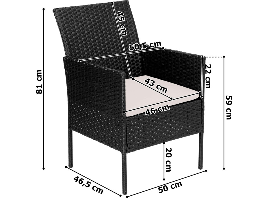Sestava zahradního ratanového nábytku MAGNOLIA - černá/béžová