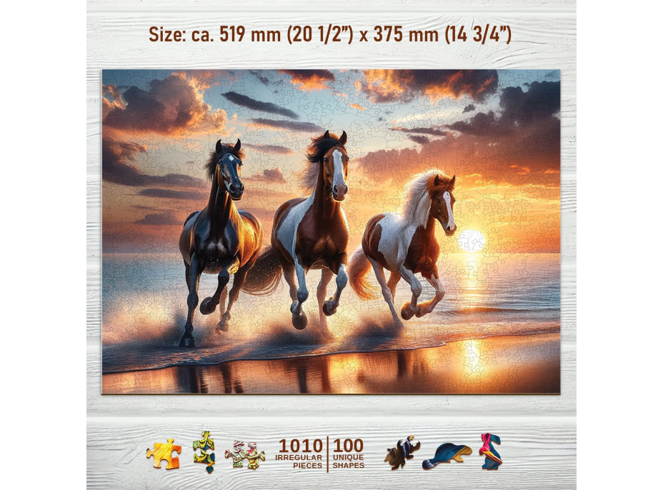 WOODEN CITY Dřevěné puzzle Divocí koně na pláži 1010 dílků