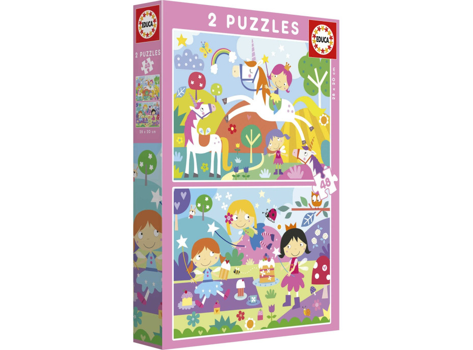 EDUCA Puzzle Jednorožci a Víly 2x48 dílků
