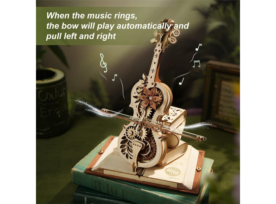 ROBOTIME Rokr 3D dřevěné puzzle Kouzelné violoncello (hrací skříňka) 199 dílků