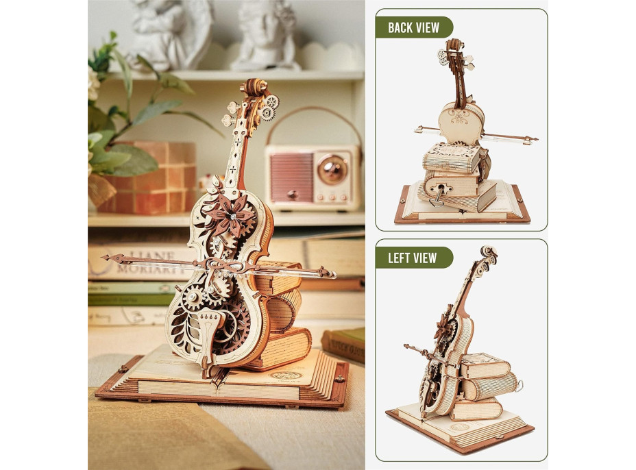 ROBOTIME Rokr 3D dřevěné puzzle Kouzelné violoncello (hrací skříňka) 199 dílků