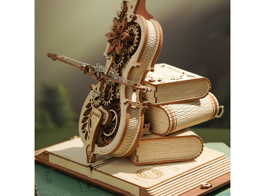 ROBOTIME Rokr 3D dřevěné puzzle Kouzelné violoncello (hrací skříňka) 199 dílků