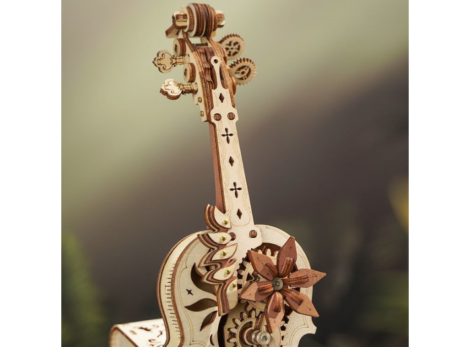 ROBOTIME Rokr 3D dřevěné puzzle Kouzelné violoncello (hrací skříňka) 199 dílků
