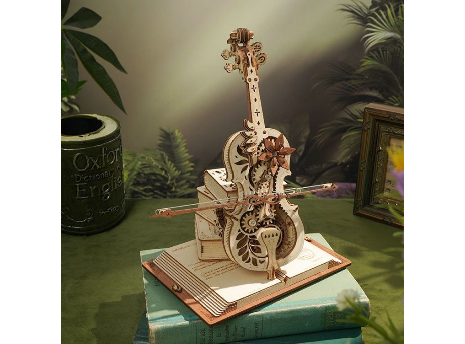 ROBOTIME Rokr 3D dřevěné puzzle Kouzelné violoncello (hrací skříňka) 199 dílků