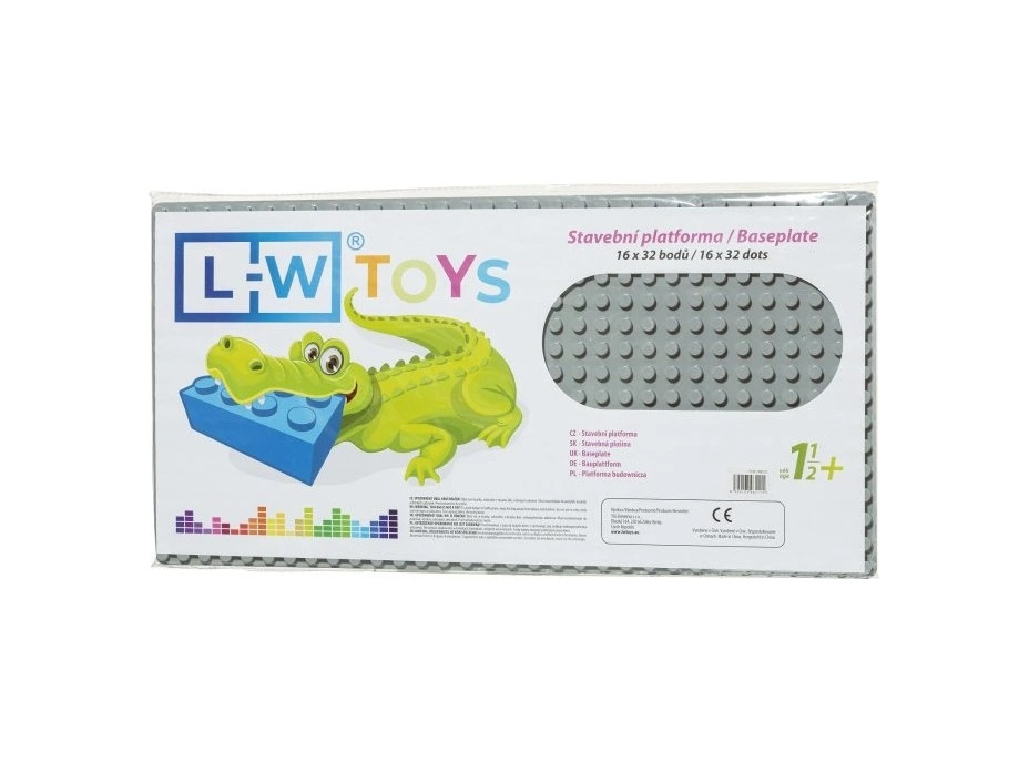 L-W Toys Podložka na stavění - JUNIOR 16x32 bodů šedá