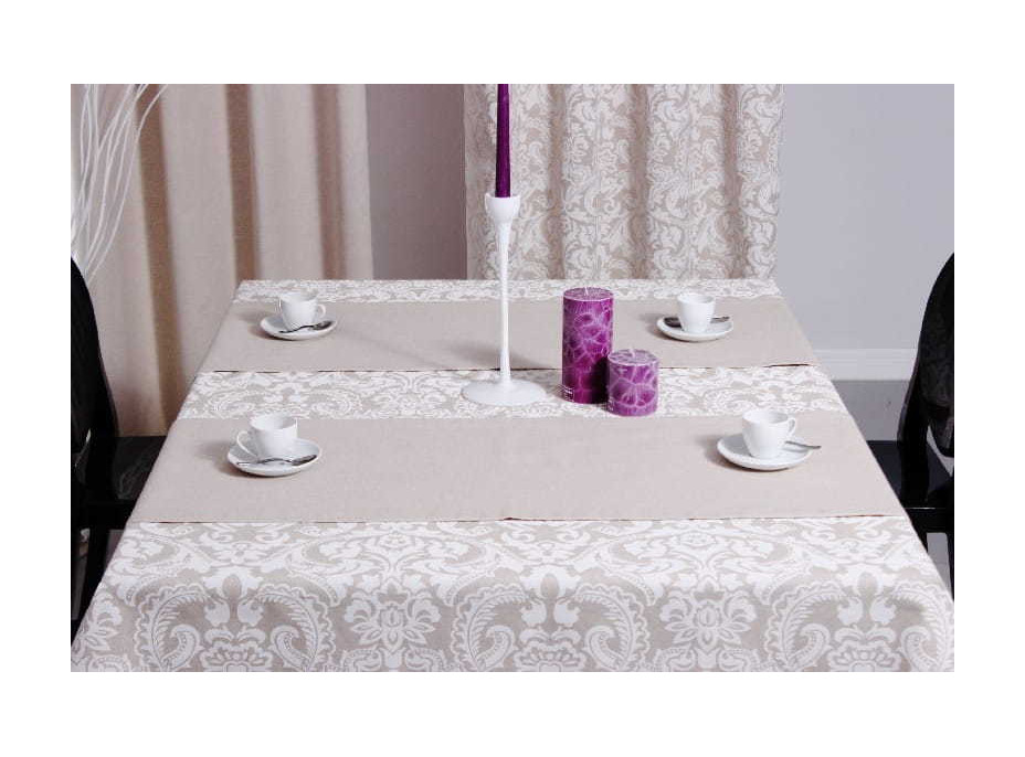 Dekorační ubrus ANGELA 135x220 cm - bílý/béžový