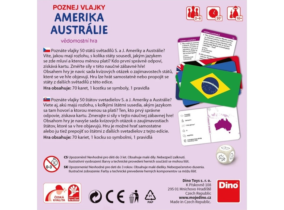 Dino Cestovní hra Poznej vlajky - Amerika a Austrálie