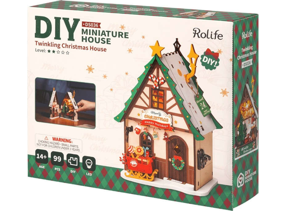 RoboTime Miniatura domečku Svítící vánoční dům