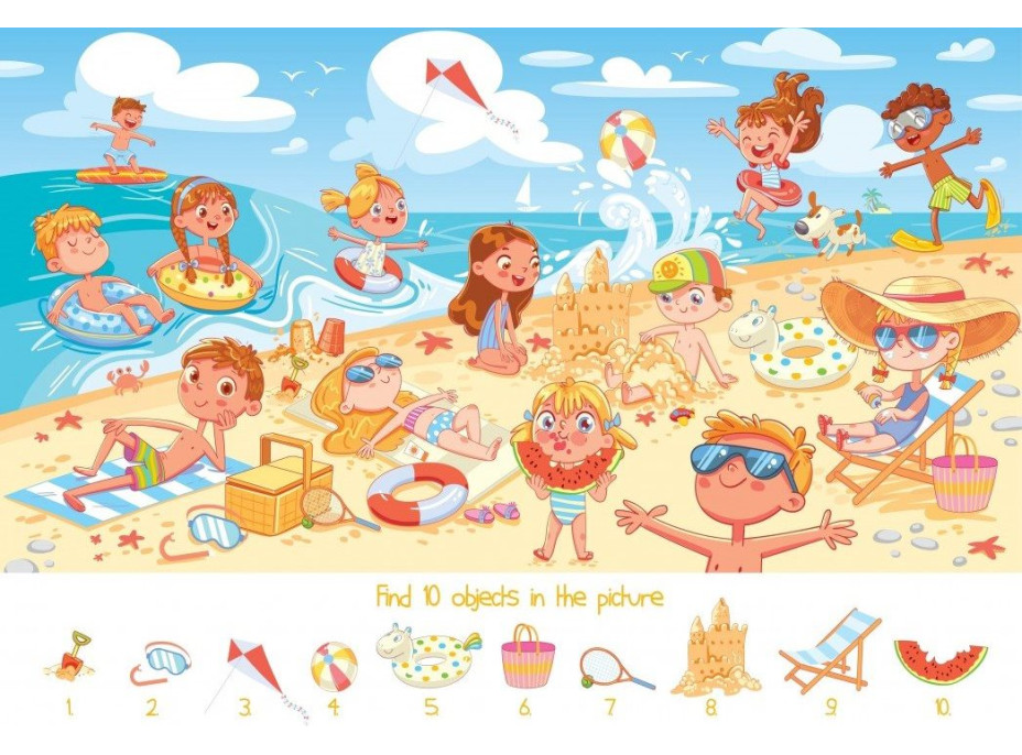 BLUEBIRD Puzzle s hledáním obrázků Na pláži 104 dílků