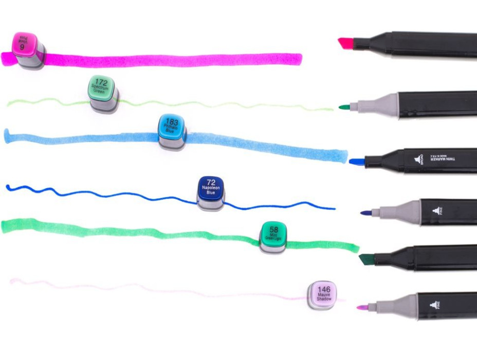 KIK Oboustranné lihové fixy v kufříku 80ks