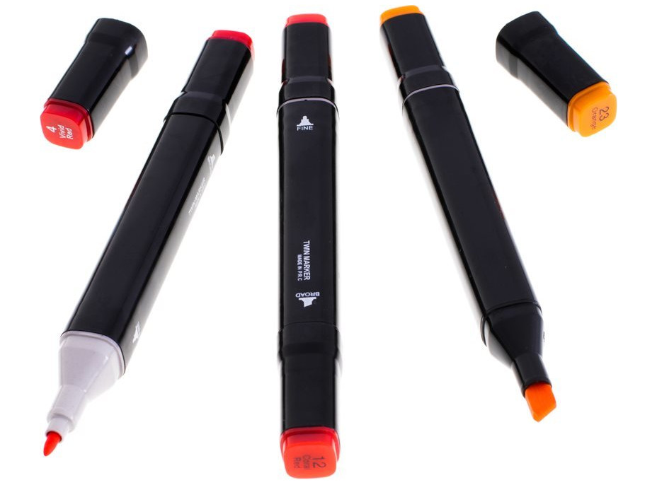 KIK Oboustranné lihové fixy v kufříku 80ks