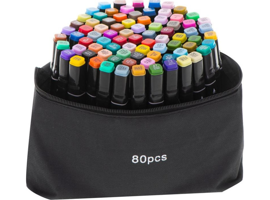 KIK Oboustranné lihové fixy v kufříku 80ks