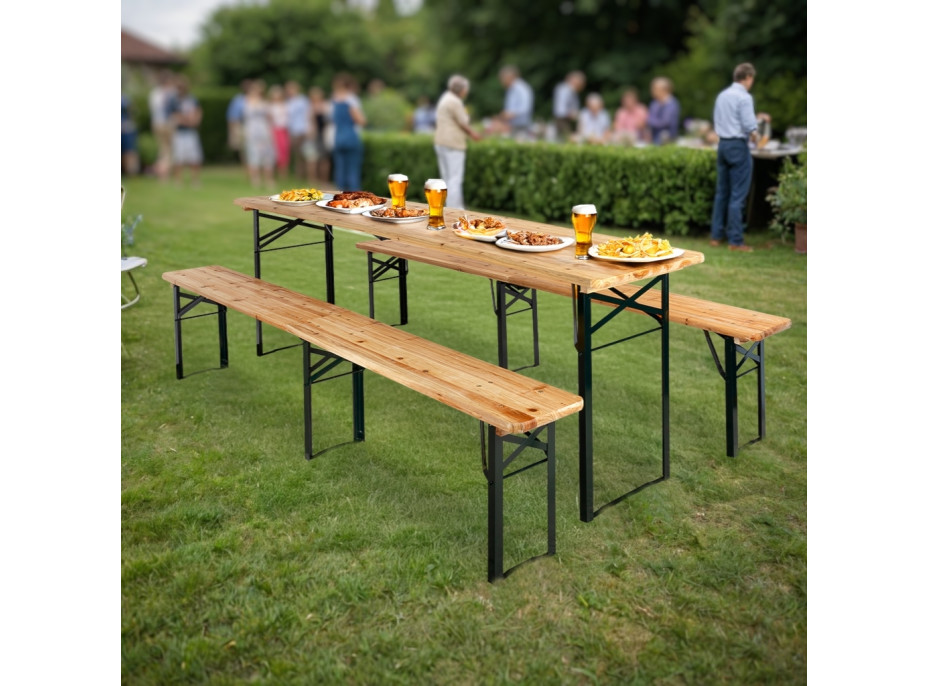 Pivní zahradní set LAGER - stůl + 2 lavice 220 cm