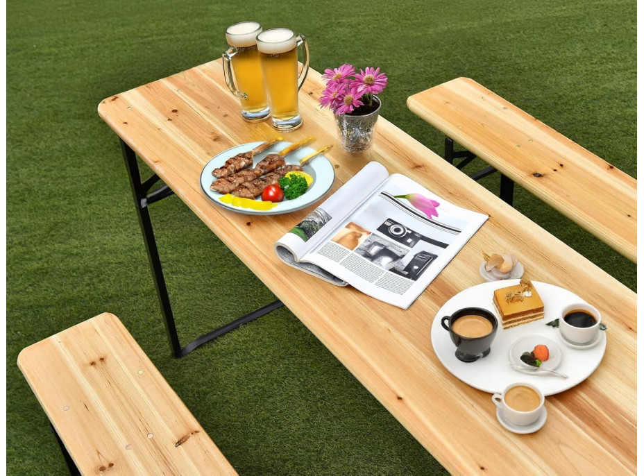 Pivní zahradní set LAGER - stůl + 2 lavice 220 cm