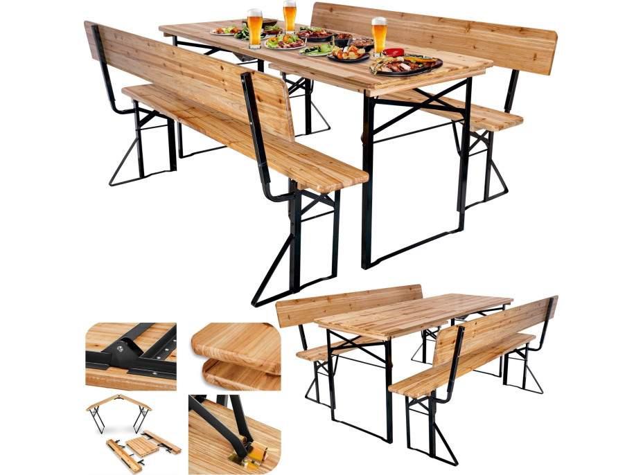 Pivní zahradní set PORTER - stůl + 2 lavice