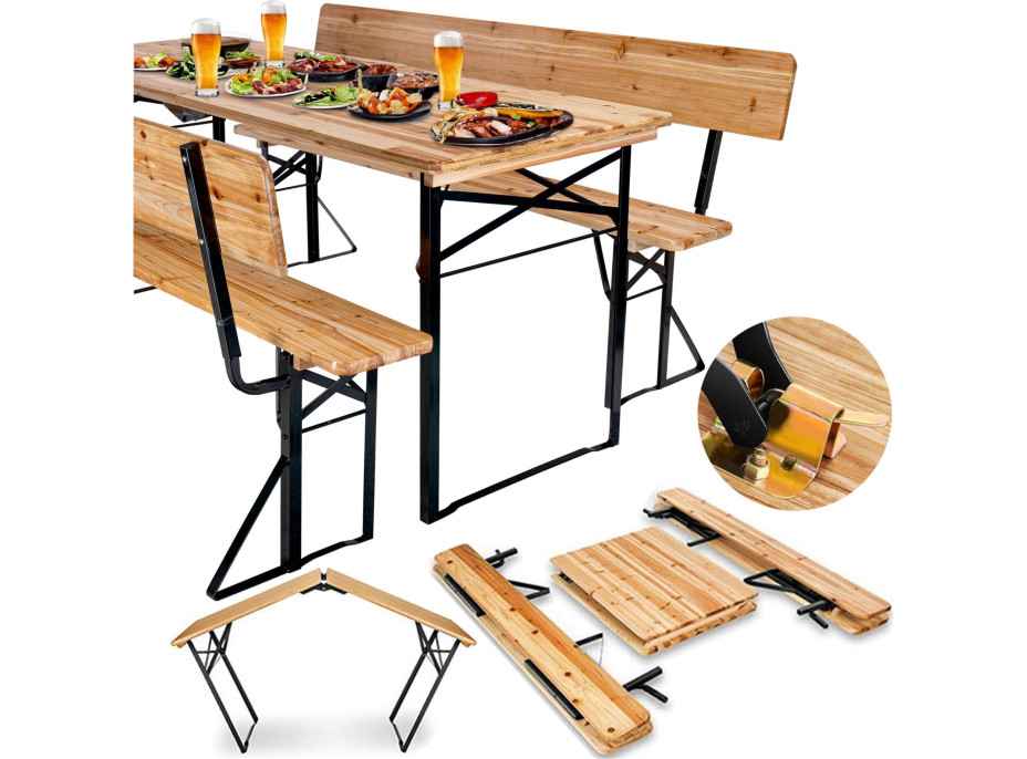 Pivní zahradní set PORTER - stůl + 2 lavice