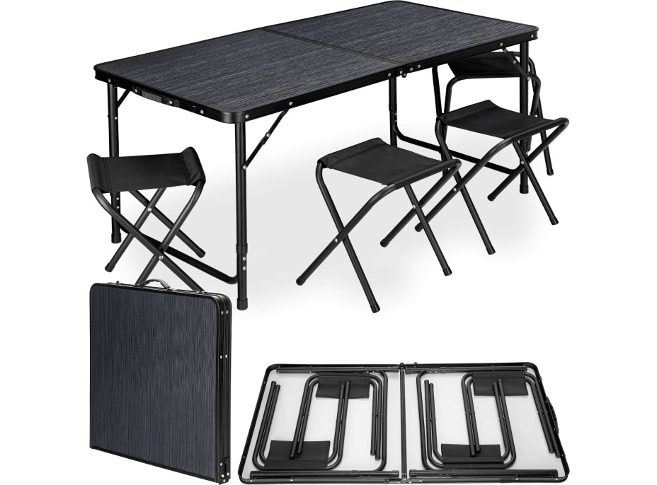 Campingová sestava TRAMP BLACK WOOD 120x60 cm - černá