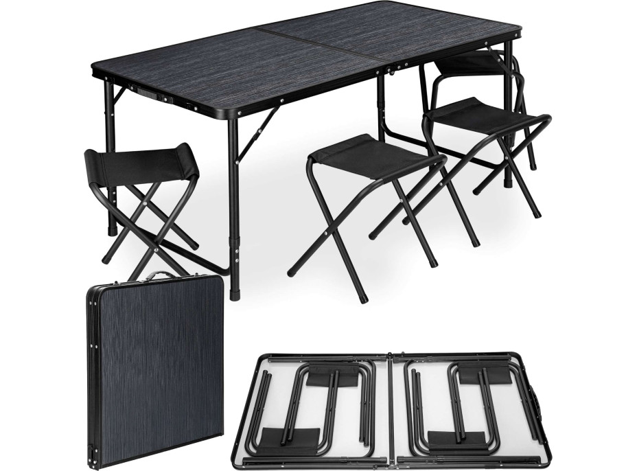 Campingová sestava TRAMP BLACK WOOD 120x60 cm - černá