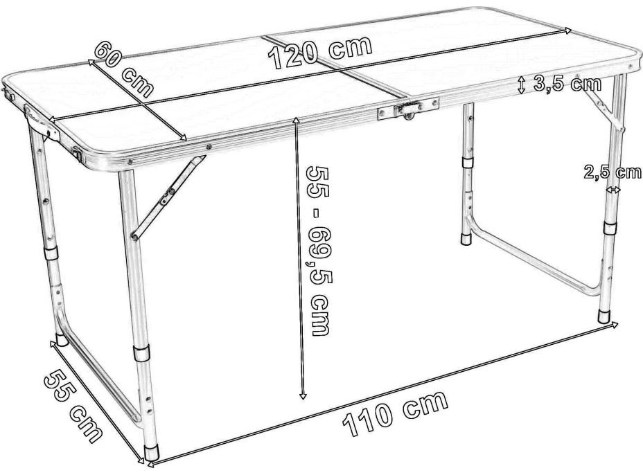 Campingová sestava TRAMP BLACK WOOD 120x60 cm - černá