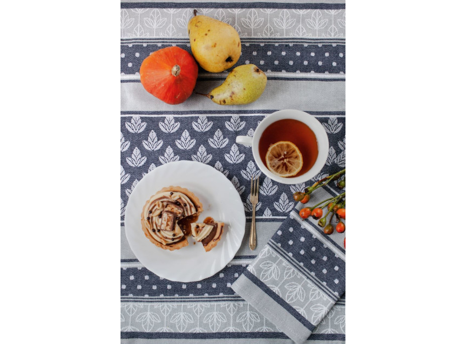 Žakárová kuchyňská utěrka CARINO 004 - 40x60 cm - tmavě modrá/šedá