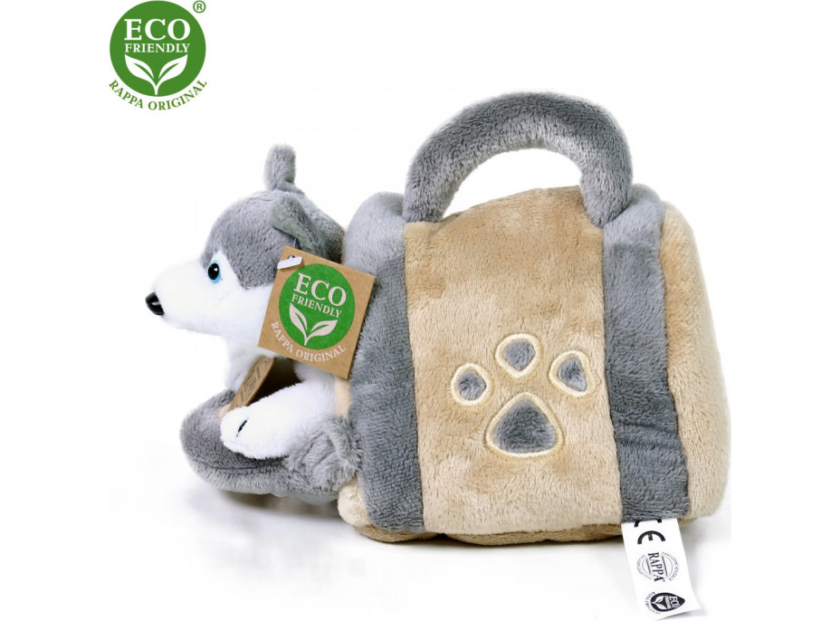 Rappa Plyšový pes Husky s přepravkou 13 cm ECO-FRIENDLY