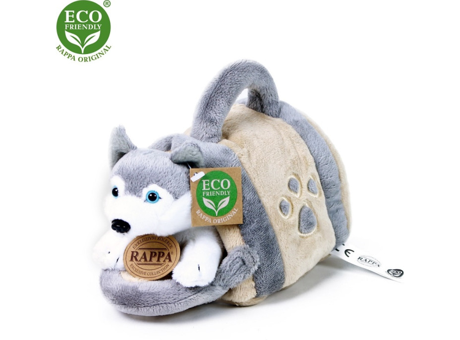 Rappa Plyšový pes Husky s přepravkou 13 cm ECO-FRIENDLY