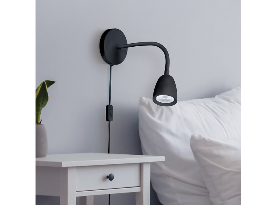 Solight LED nástěnná lampička, stmívatelná, 4W, 280lm, 3000K, černá