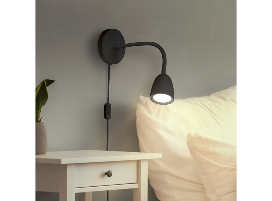 Solight LED nástěnná lampička, stmívatelná, 4W, 280lm, 3000K, černá