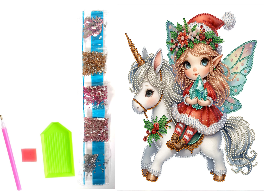 NORIMPEX Diamantové malování na plátně Vánoční elf 23x30cm