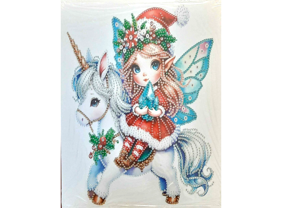 NORIMPEX Diamantové malování na plátně Vánoční elf 23x30cm